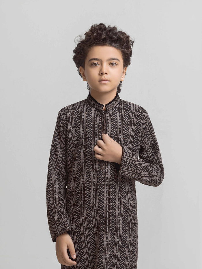 Black Embroidered Schiffli Kurta Pajama