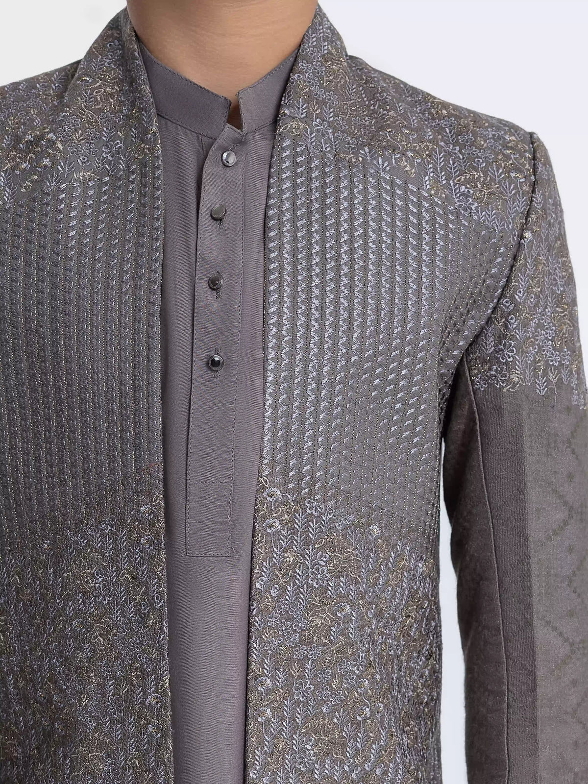 Embroidered Silk Sherwani - Ecbtss5-003