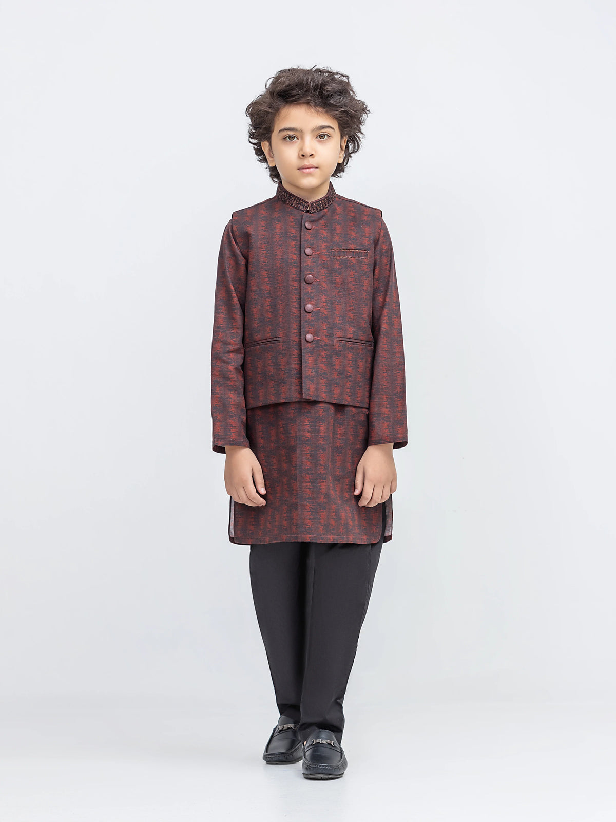 Embroidered Cotton Waistcoat Suit - Ecbtwcs5-092