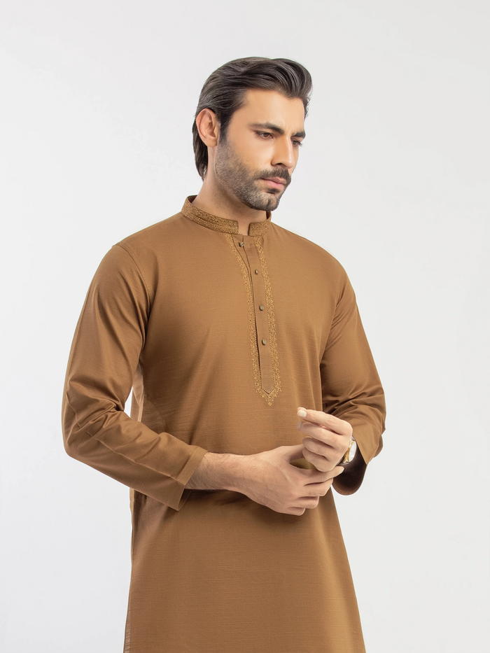 Embroidered Khaddar Kurta Pajama - Emtkpt5-089