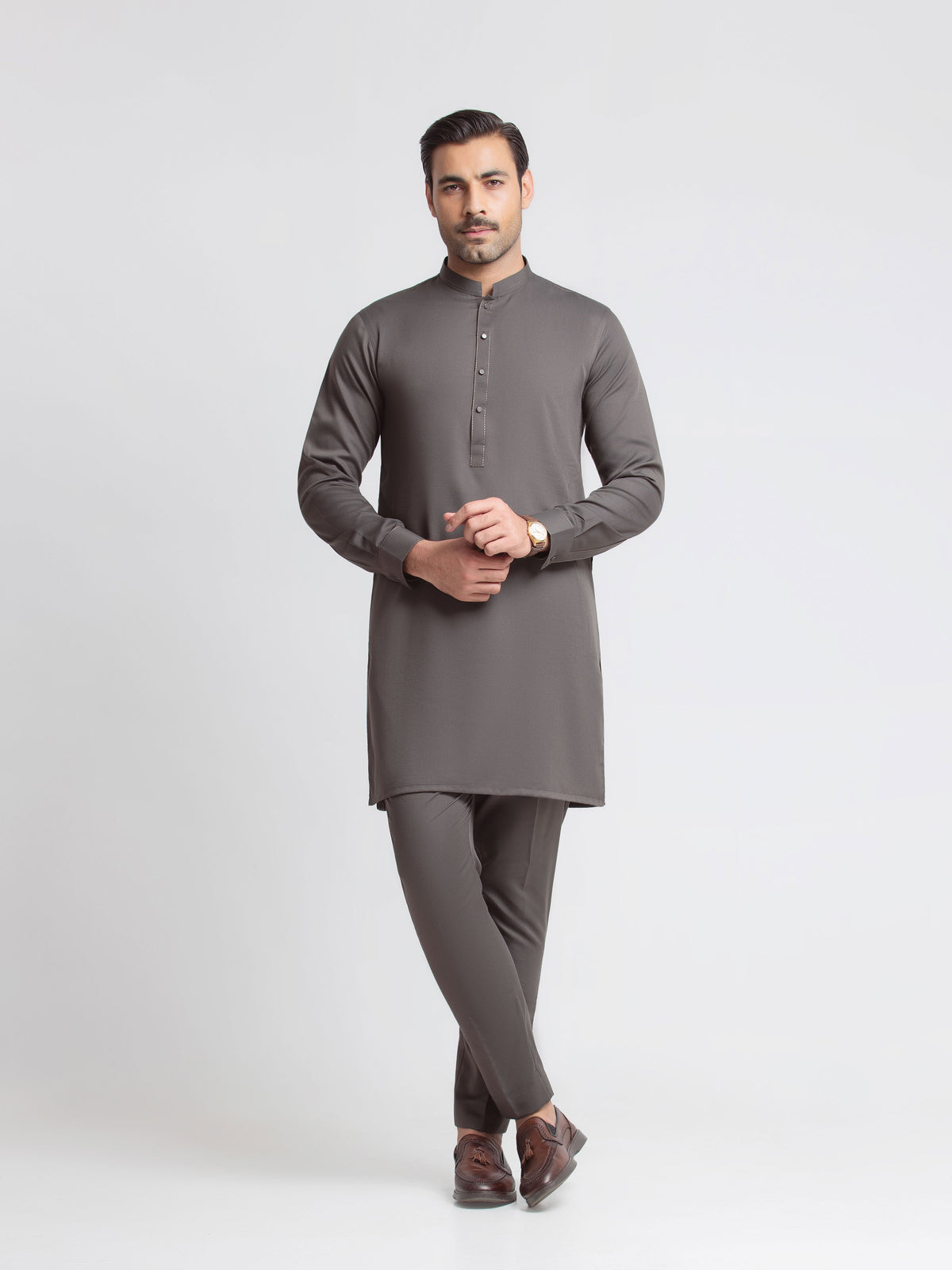 Embroidered Dobby Kurta Pajama - Emtkpt6-109