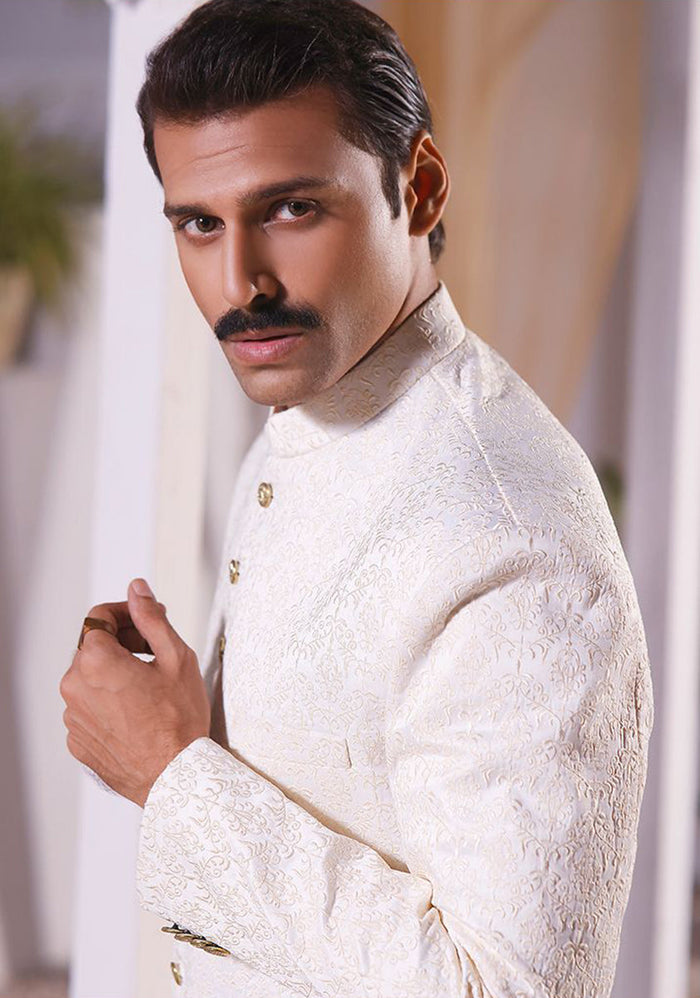 Premium Satin Pristine Embroidered Sherwani