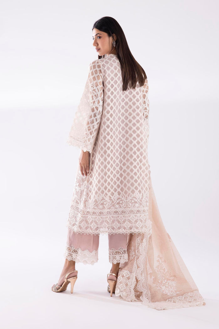Dusty Pink Embroidered Organza Jacquard Suit