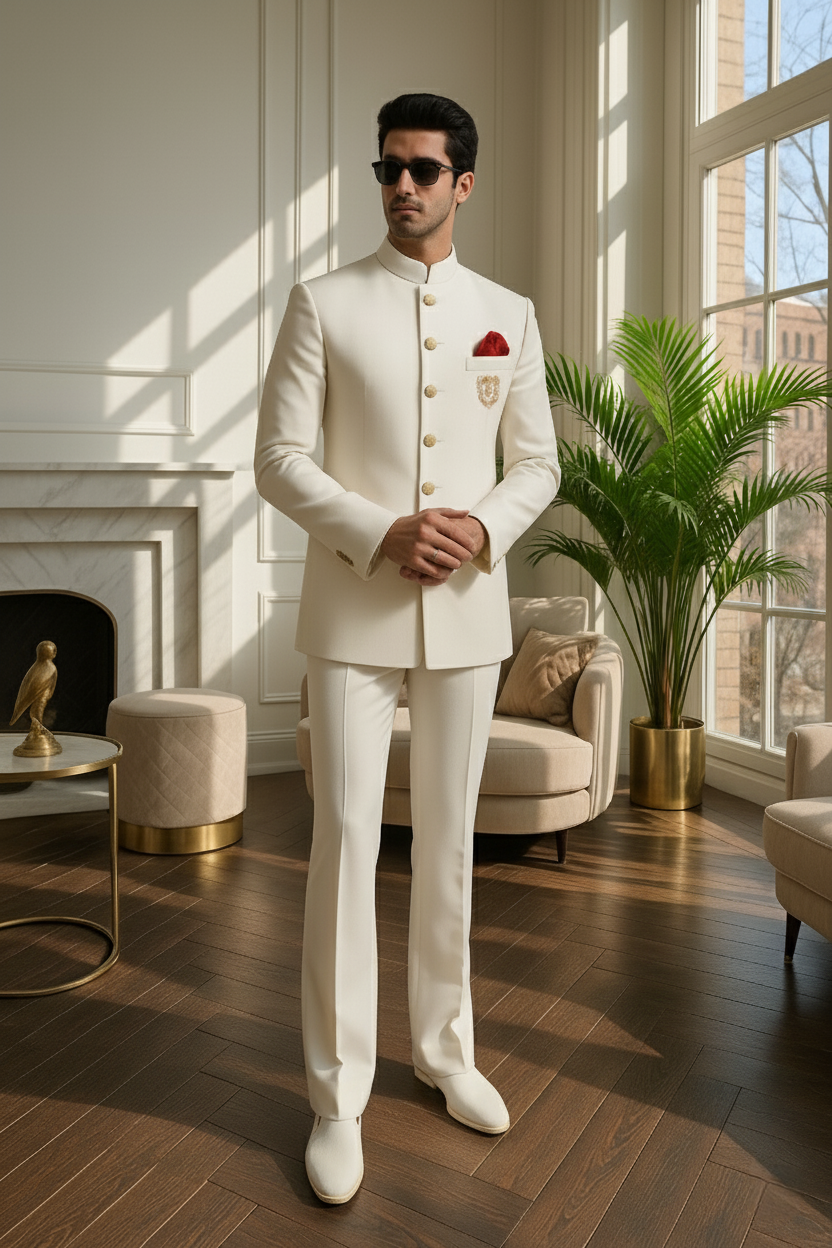 White Prince Suit with Golden Motive