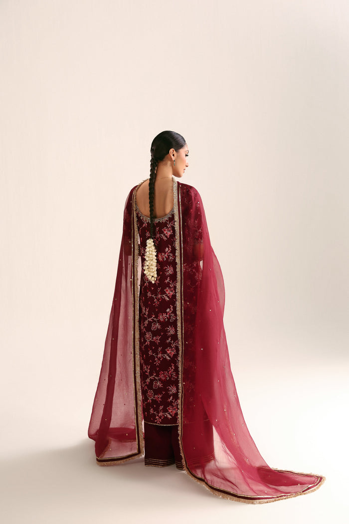 Deep Maroon Raw Silk Culottes Set (Wedding Edit 2026)