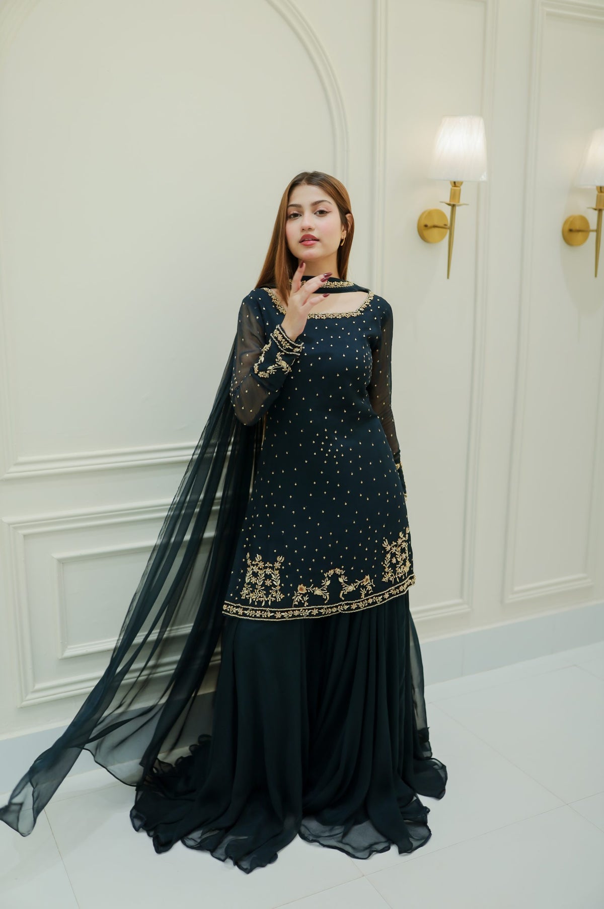 Green Kurta Sharara Set With Dupatta
