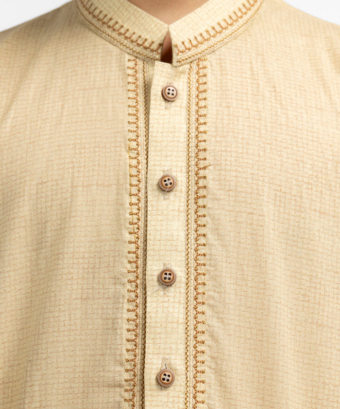 Yellow Cotton Semi-Formal Kurta
