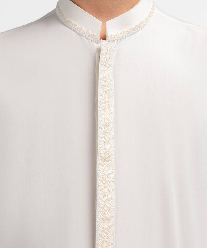 Off White Semi-Formal Cotton Kurta