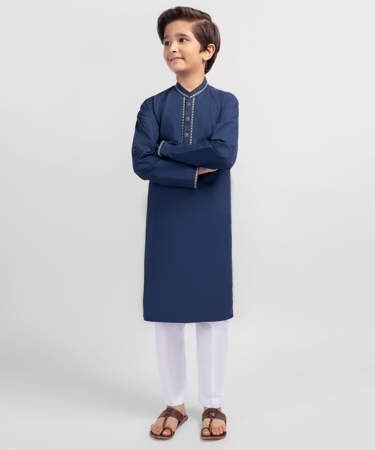 Navy Blue Formal Cotton Kurta