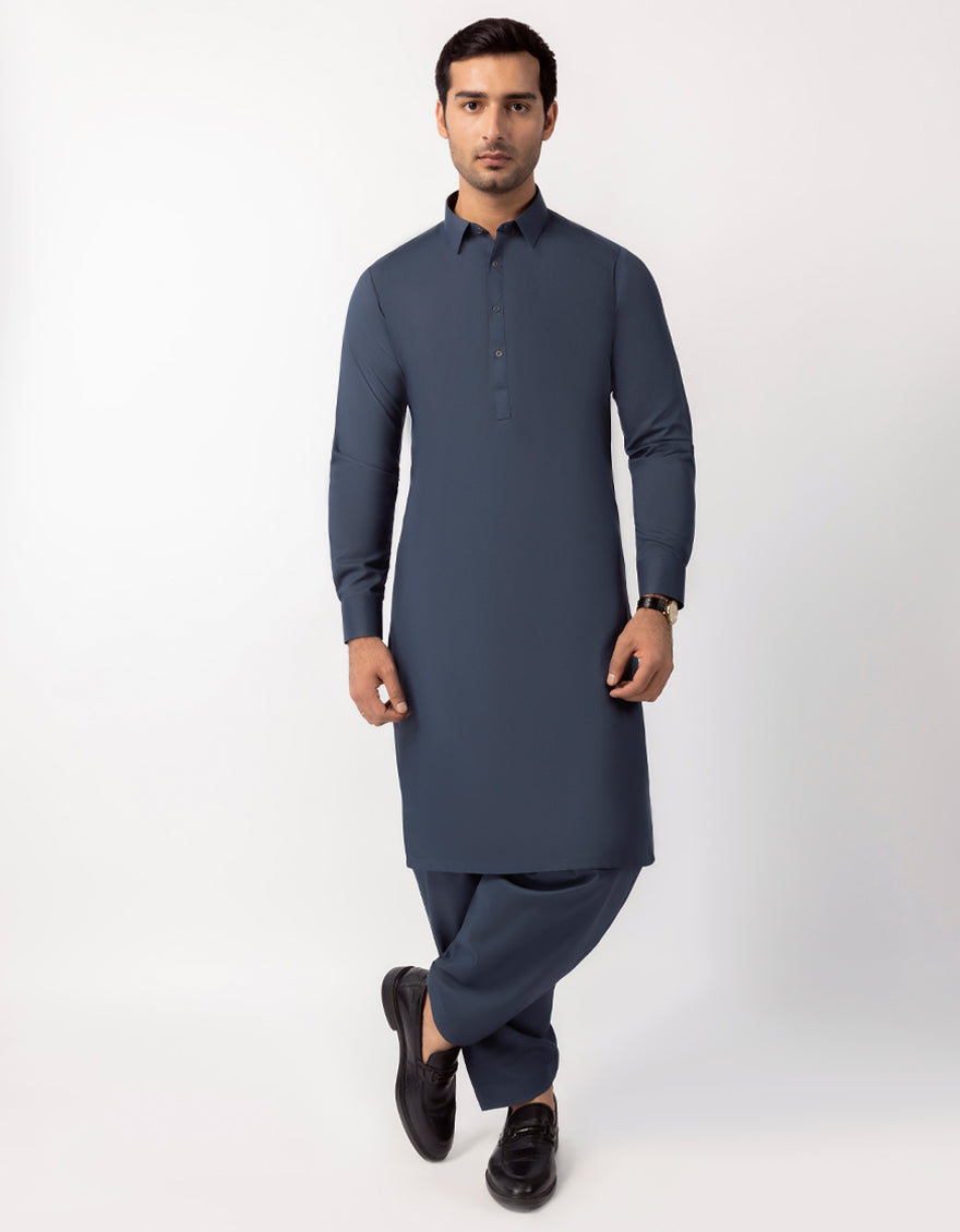 Greyish Blue Unstitched Fabric