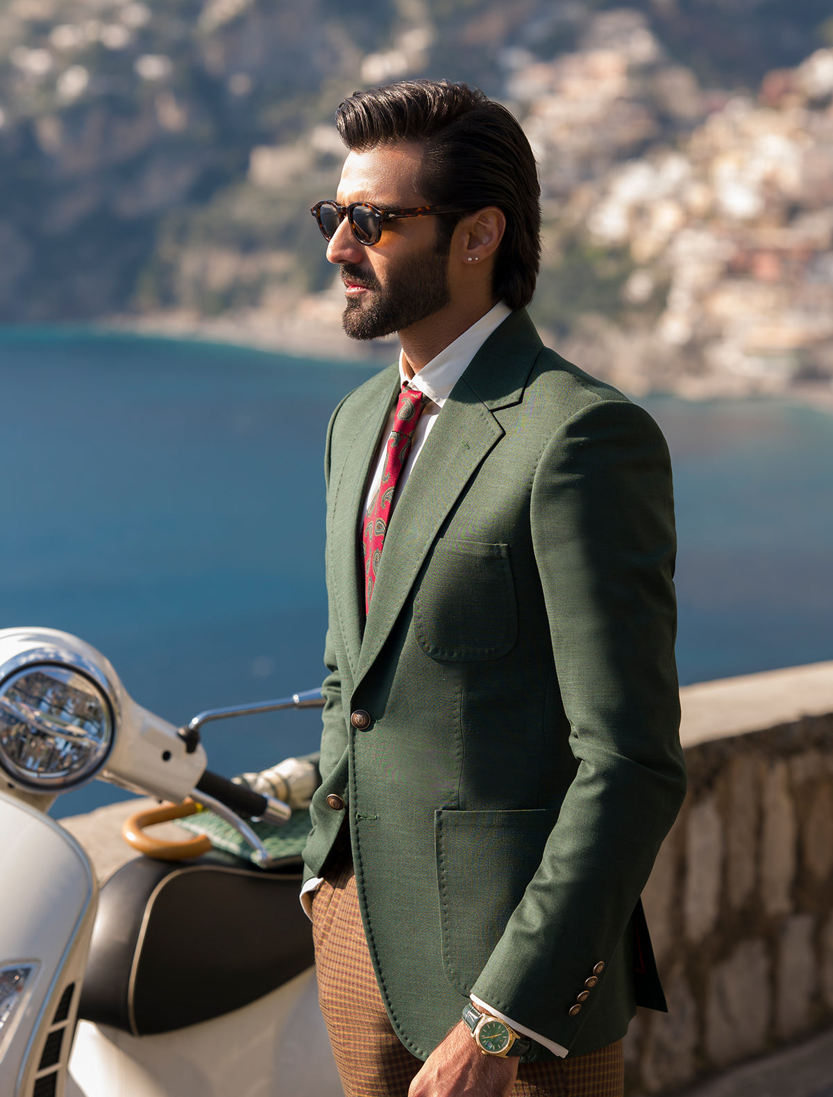Green Classic Two Buttons Jacket