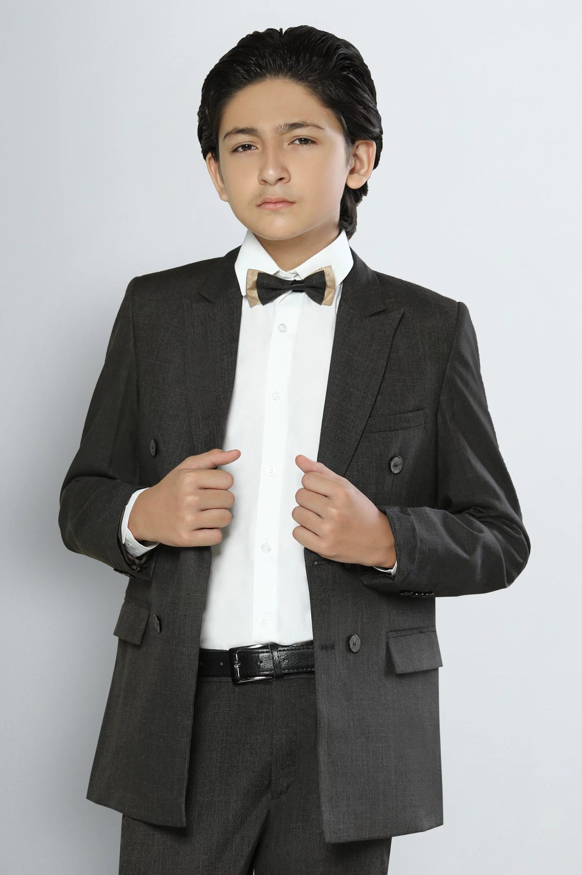 Brown Boys Double-Breasted Formal Suit