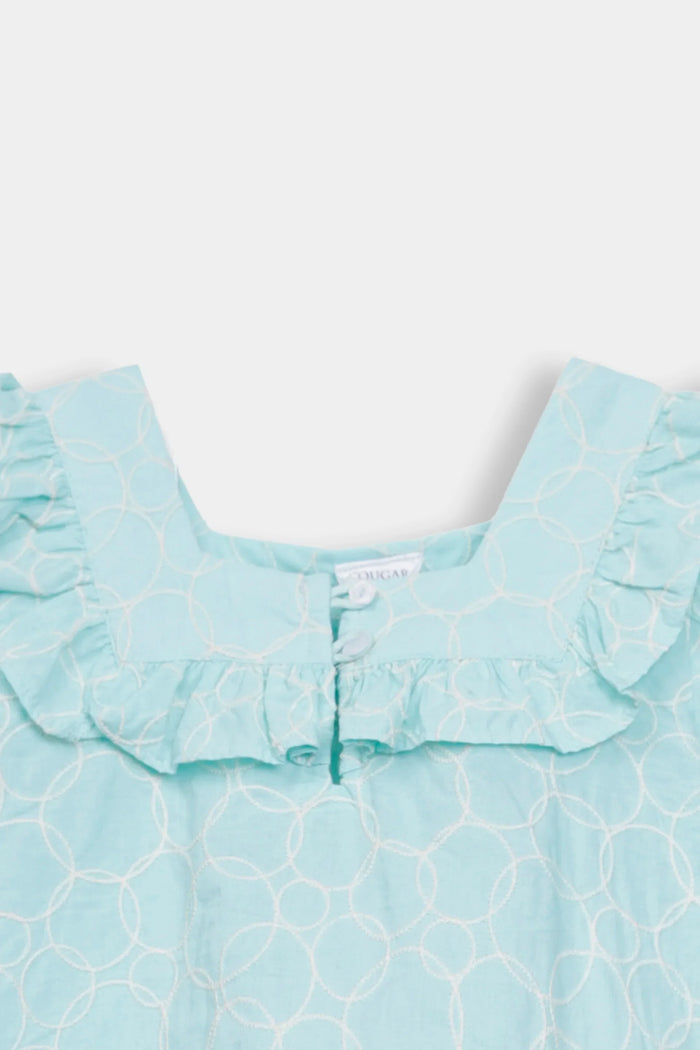 Ice Blue Embroidered Top & Shorts Co-ord Set