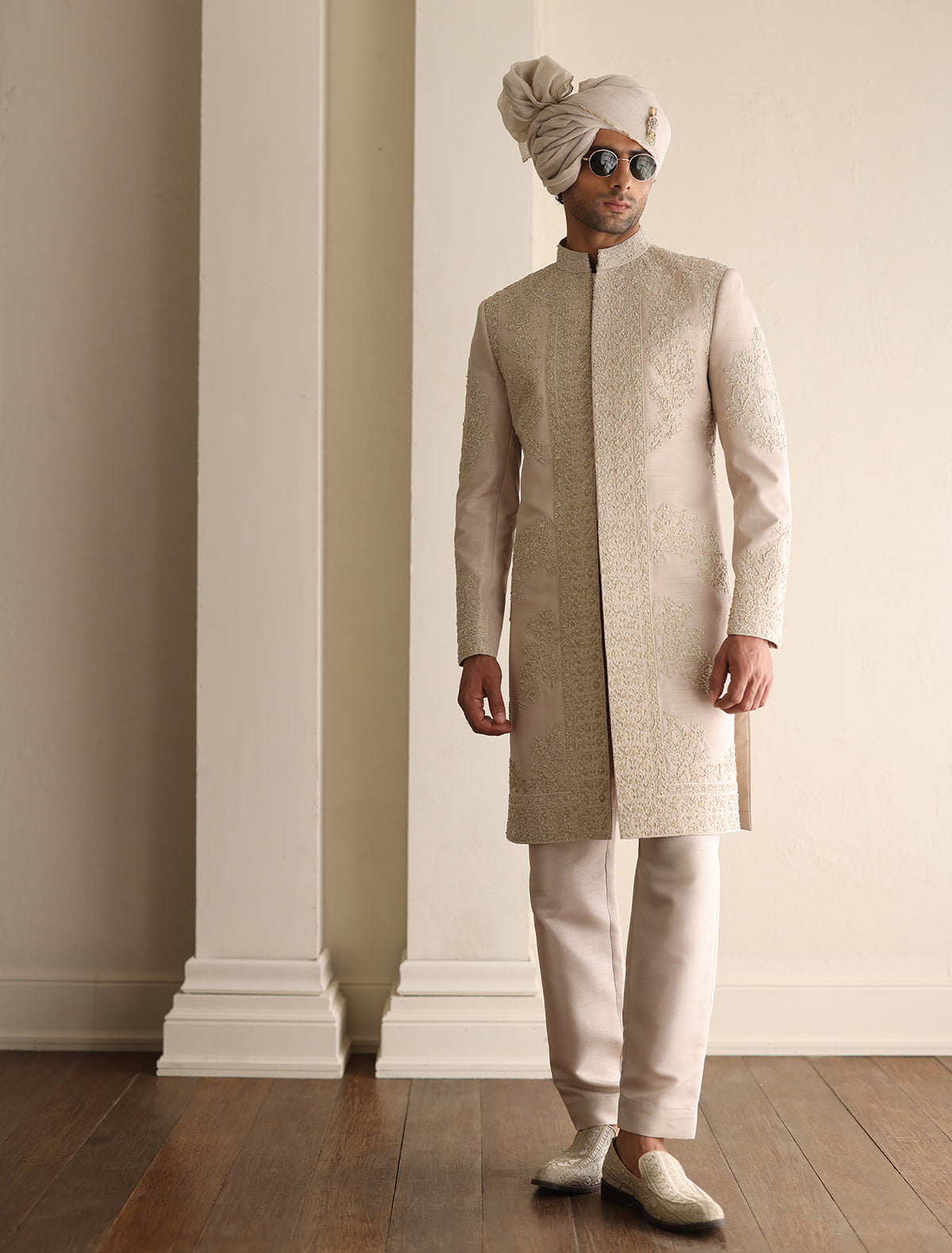 Ivory Hand Embroidered Sherwani