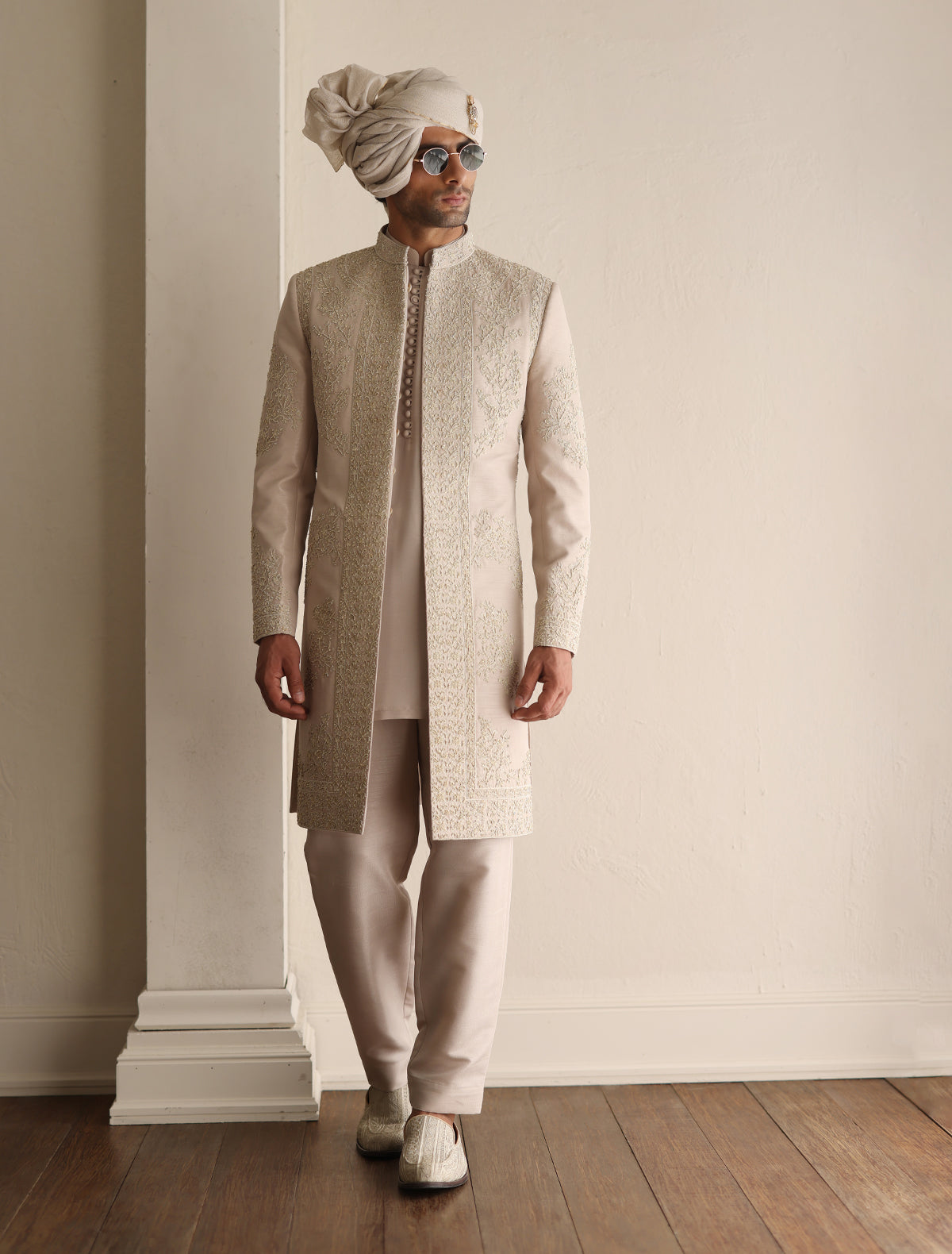 Ivory Hand Embroidered Sherwani
