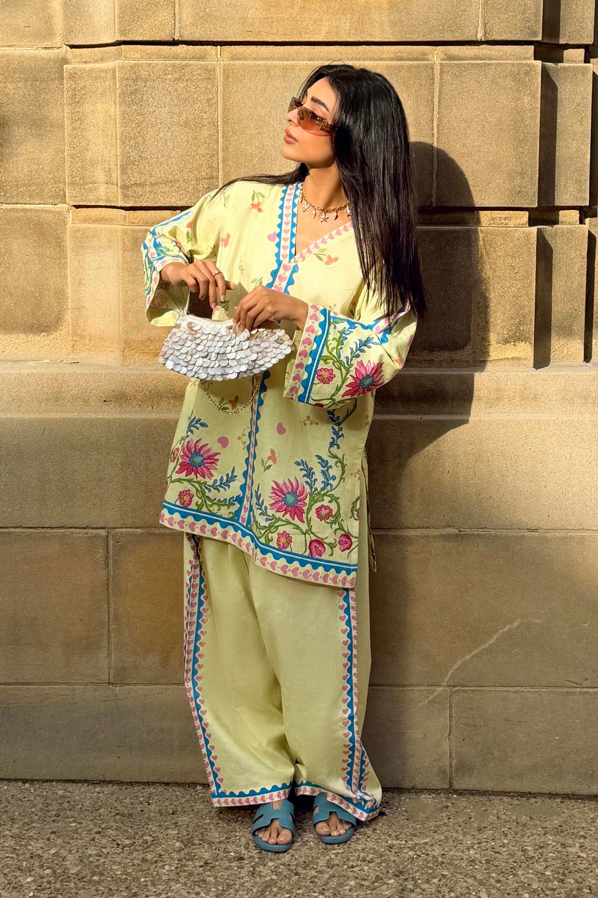 Lime Printed Dobby Shirt + Shalwar