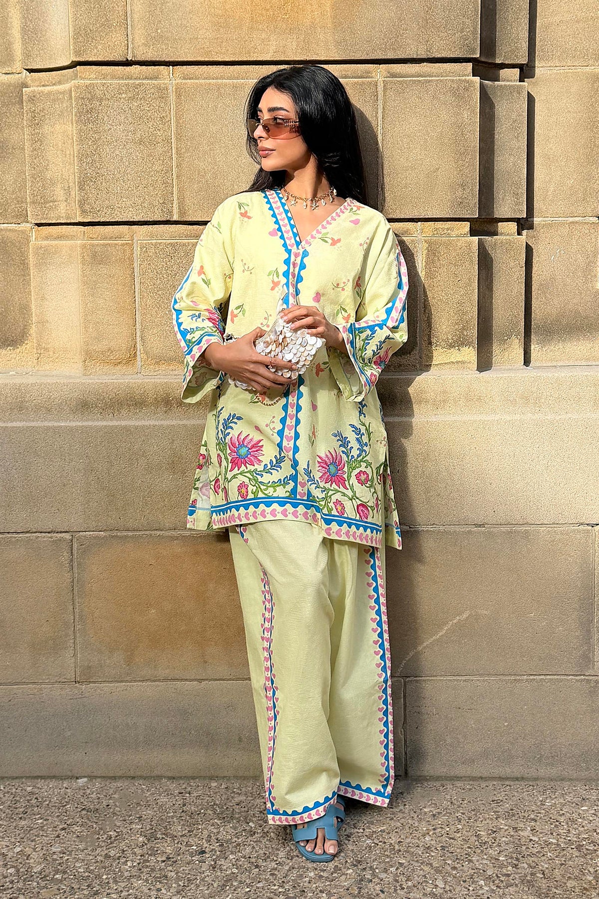 Lime Printed Dobby Shirt + Shalwar