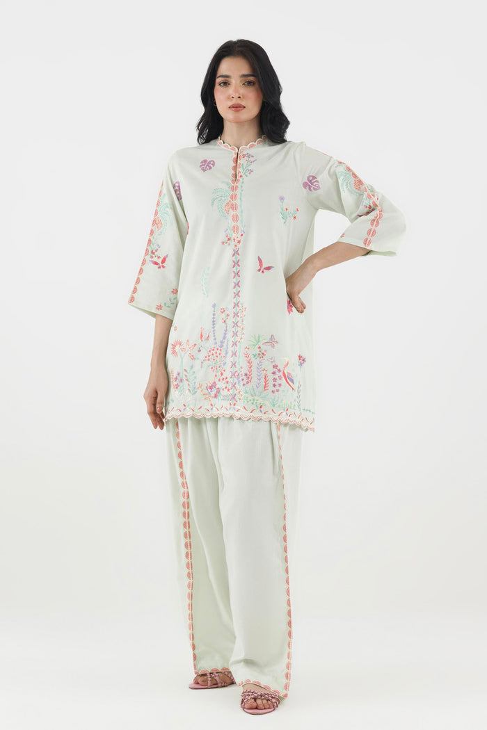 Mint Embroidered Lawn Shirt + Shalwar