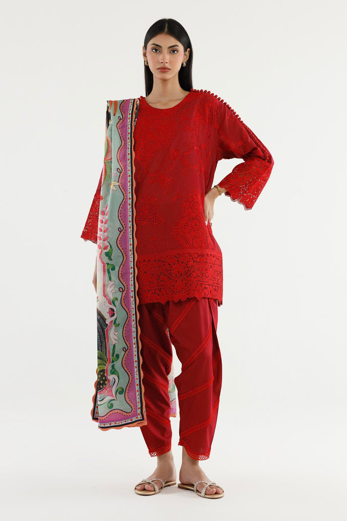 Maroon Embroidered Lawn Suit