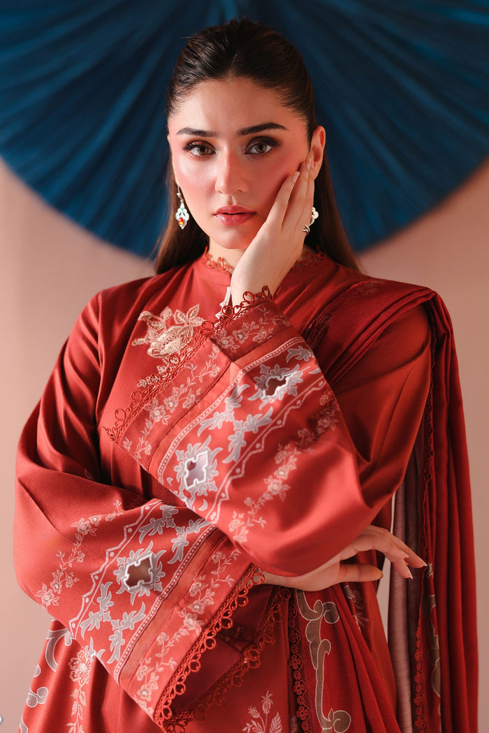 Russet Ember 3 Piece Satin Printed Suit