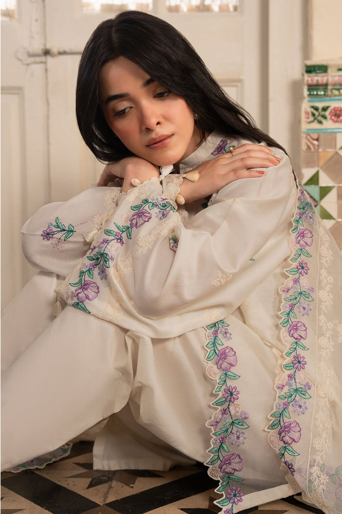 Ivory Fleur 3 Piece Embroidered Suit