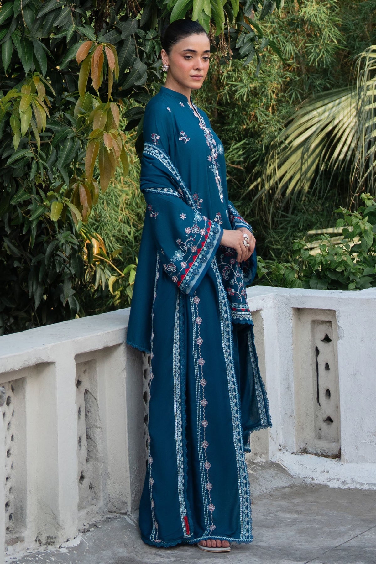 Blue Carnation 3 Piece Embroidered Suit