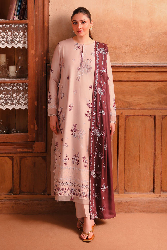 Sand Whisper 3 Piece Satin Embroidered Suit