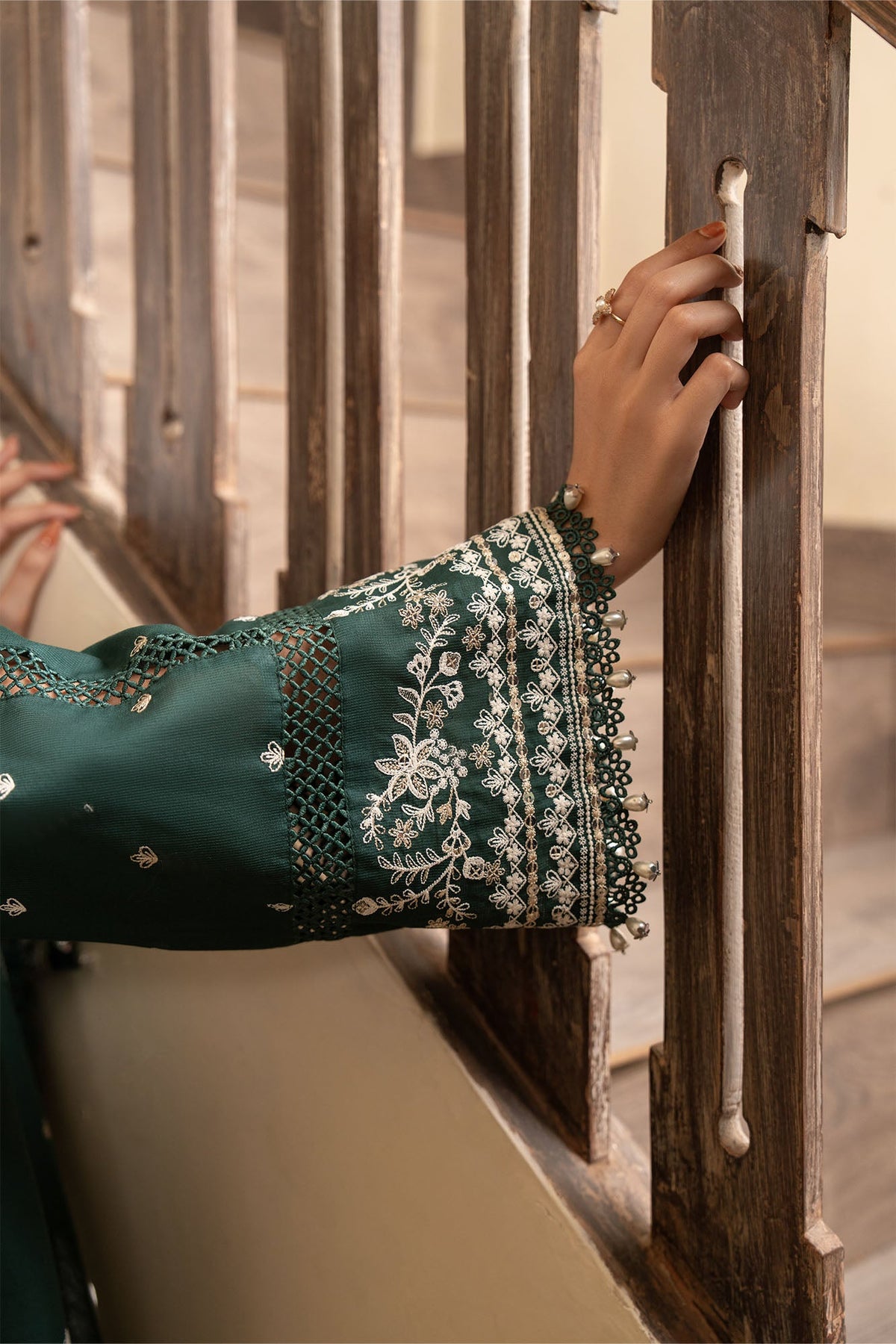 Vintage Green 3 Piece Embroidered Suit