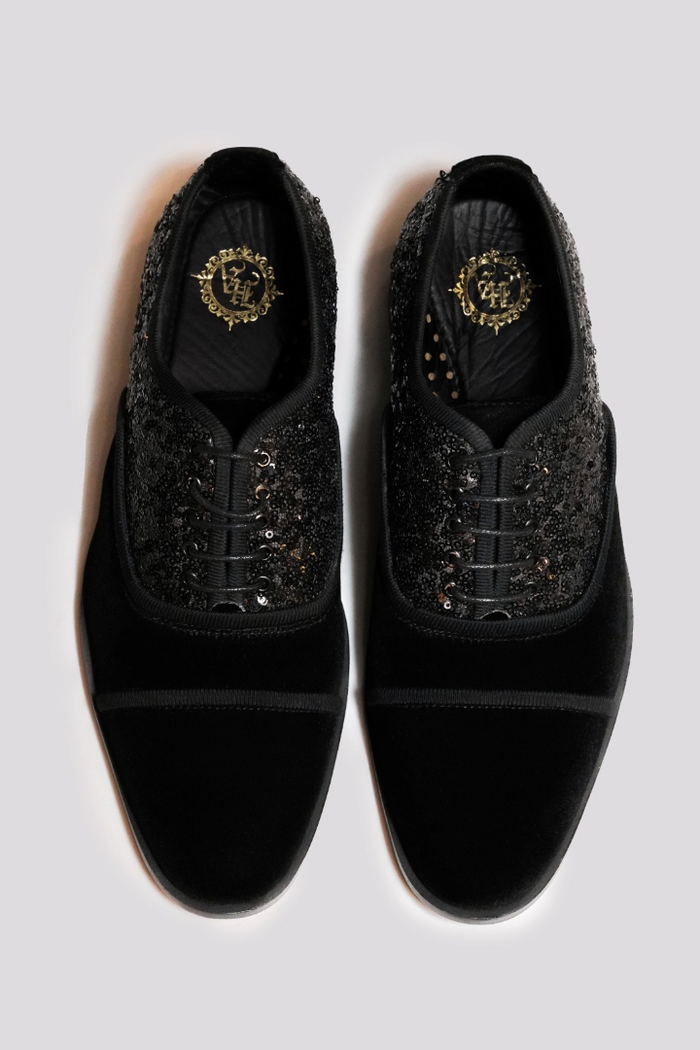 Black Velvet Sequence Shoes