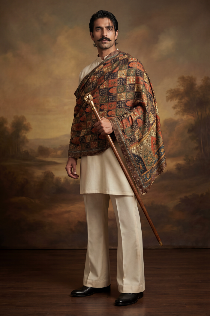 Architectural Motifs Velvet Shawl