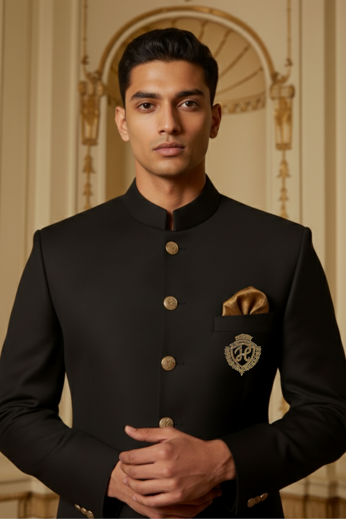 Royal Black Prince Coat with Kurta/Pajama