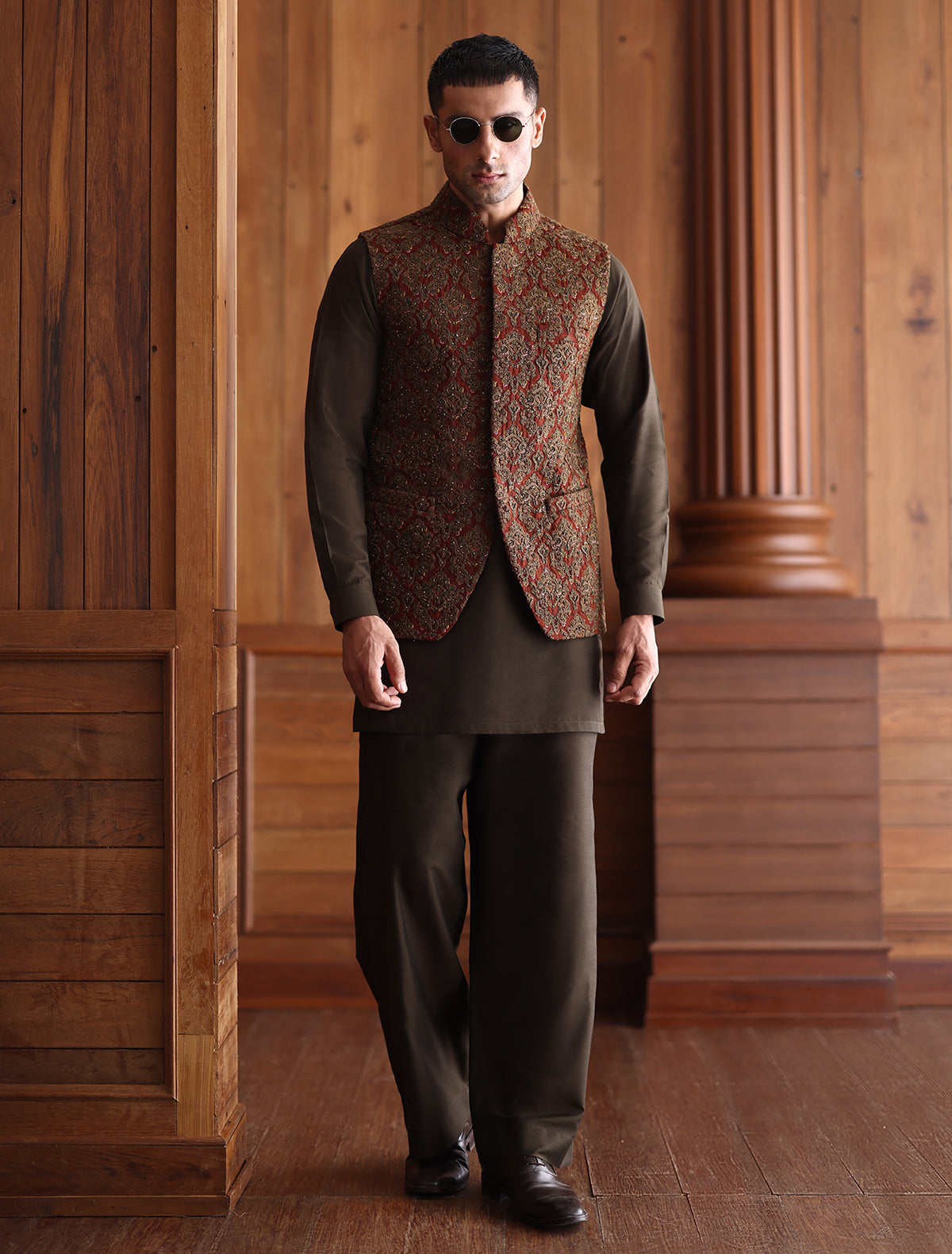 Rust Hand Embroidered Waistcoat