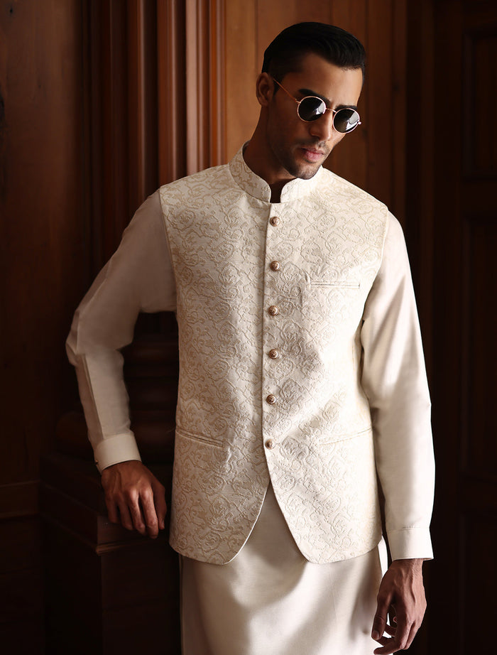 Cream Embroidered Waistcoat