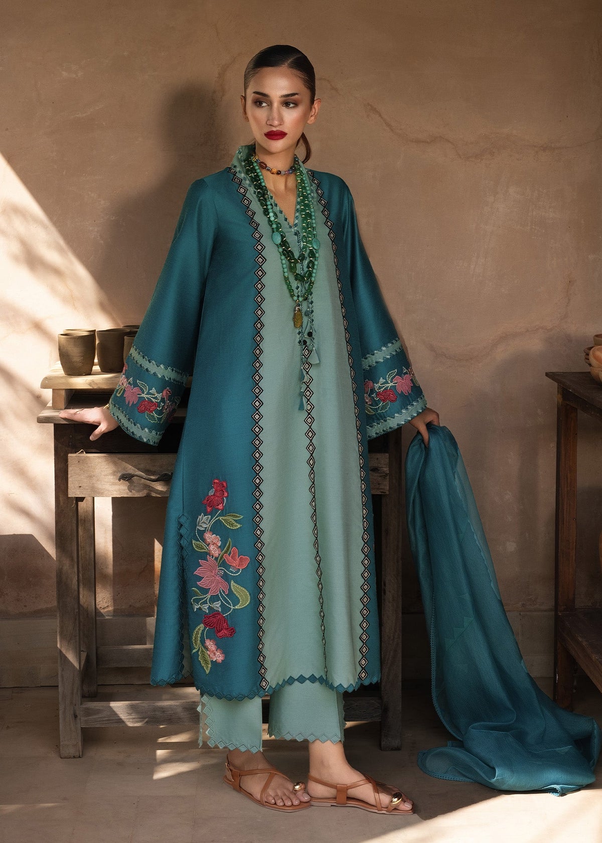 Rani Vogue Turquoise 3 Piece Rawsilk