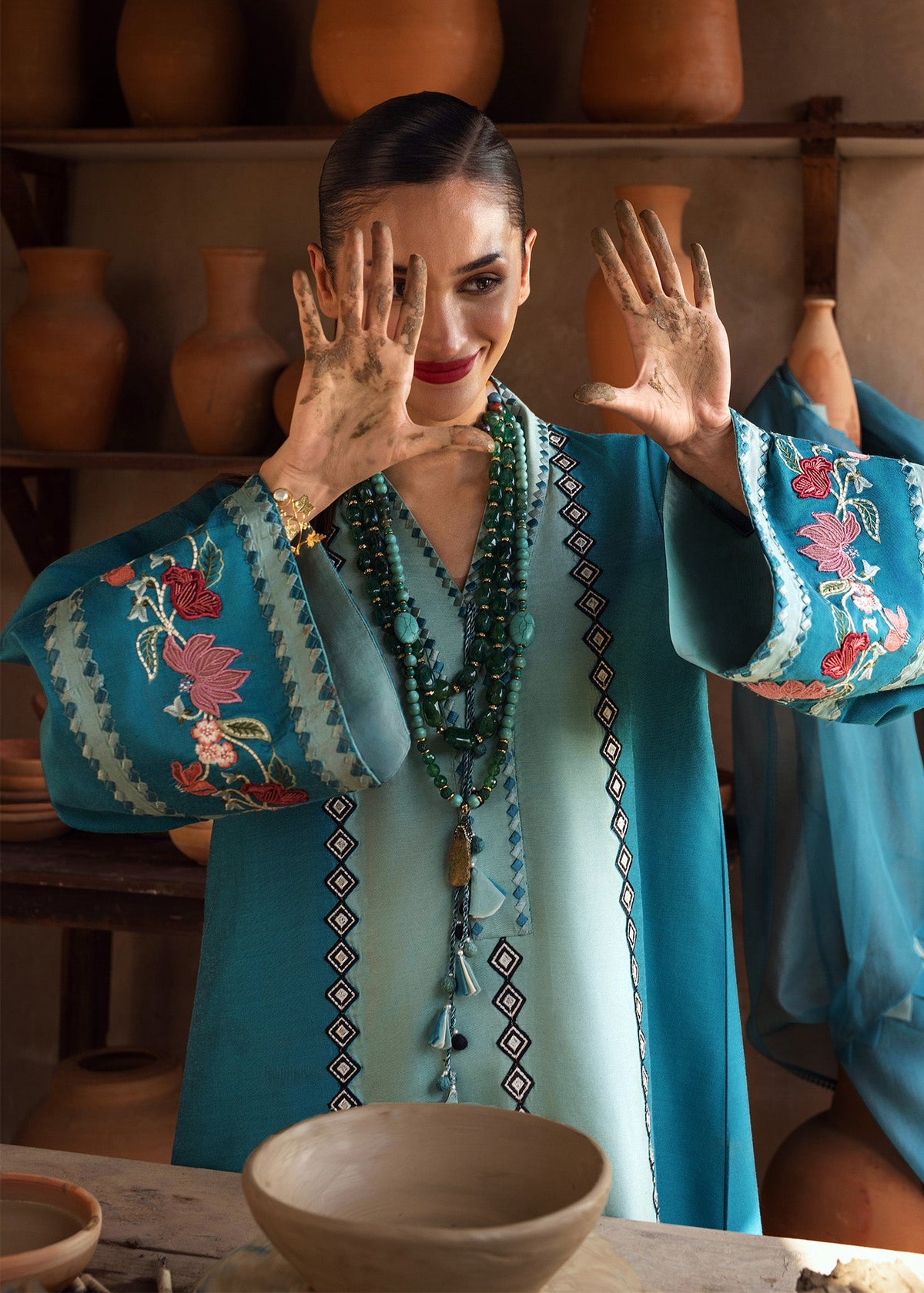 Rani Vogue Turquoise 3 Piece Rawsilk