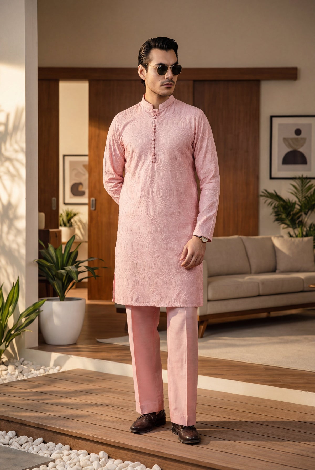 Pink Zardozi Kurta Pajama