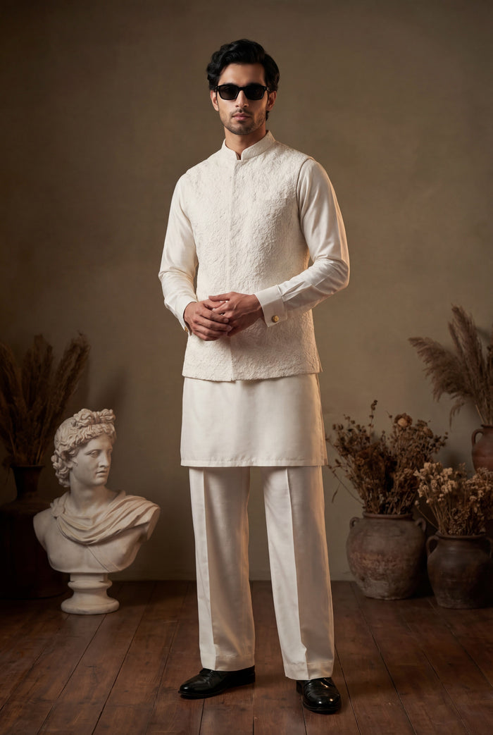 Ivory Sequence Embroidered Waistcoat