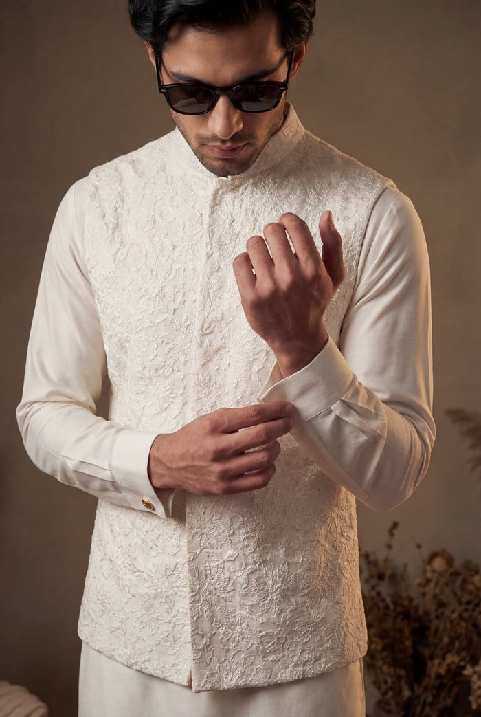Ivory Sequence Embroidered Waistcoat