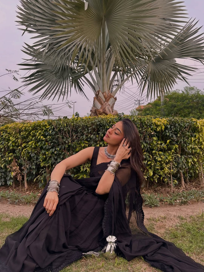 Embroidered Pure Chiffon: Elyra