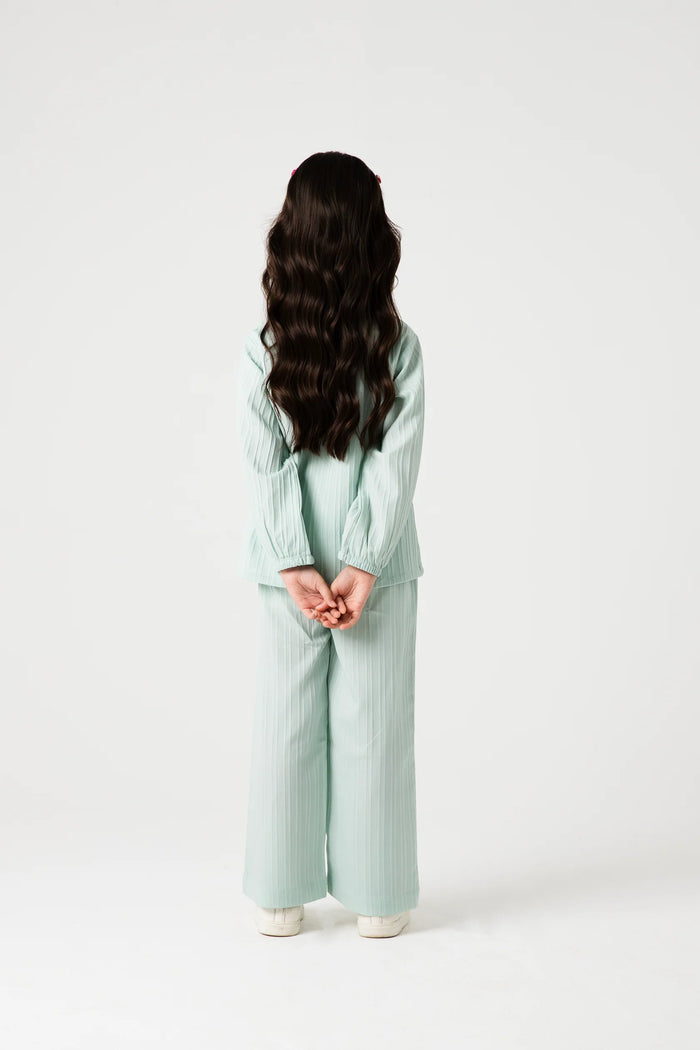 Girls Mint Textured Cotton Co-ord Set