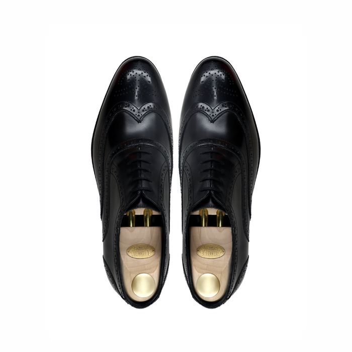 Fukiya - Men's Black Box Leather High Shine Oxford Shoe
