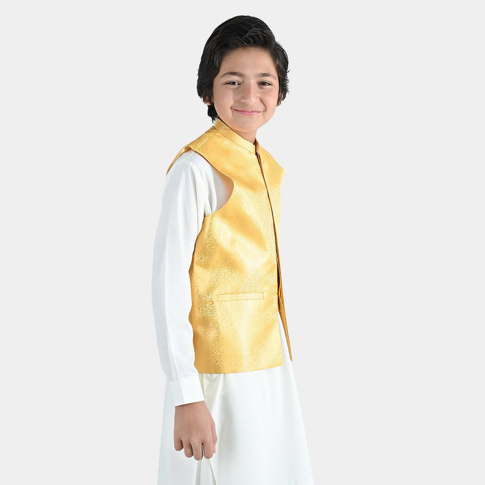 Boys Poly Viscose Waistcoat (Essential)-Yellow
