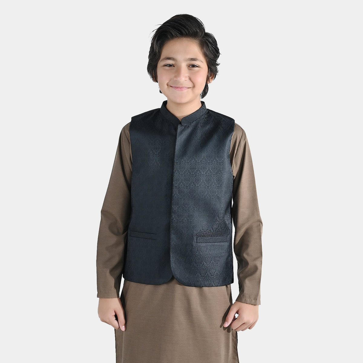 Boys Poly Viscose Waist Coat - Black